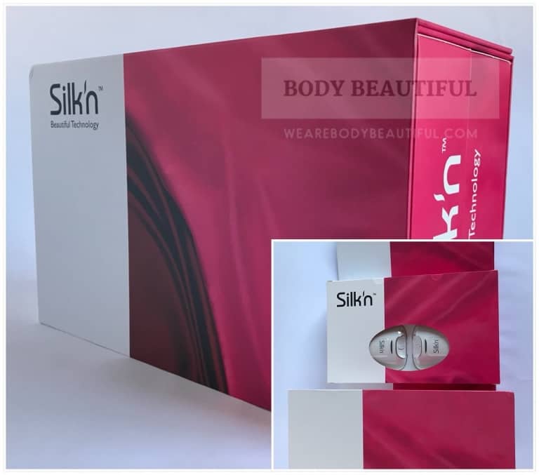Photo of the Silk'n Lipo box without the information sleeve and a smaller photo of the box when it's opened out.