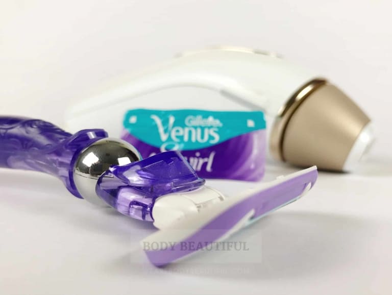 close up photo of the Venus Swirl razor with my Braun Pro 5 IPL 
