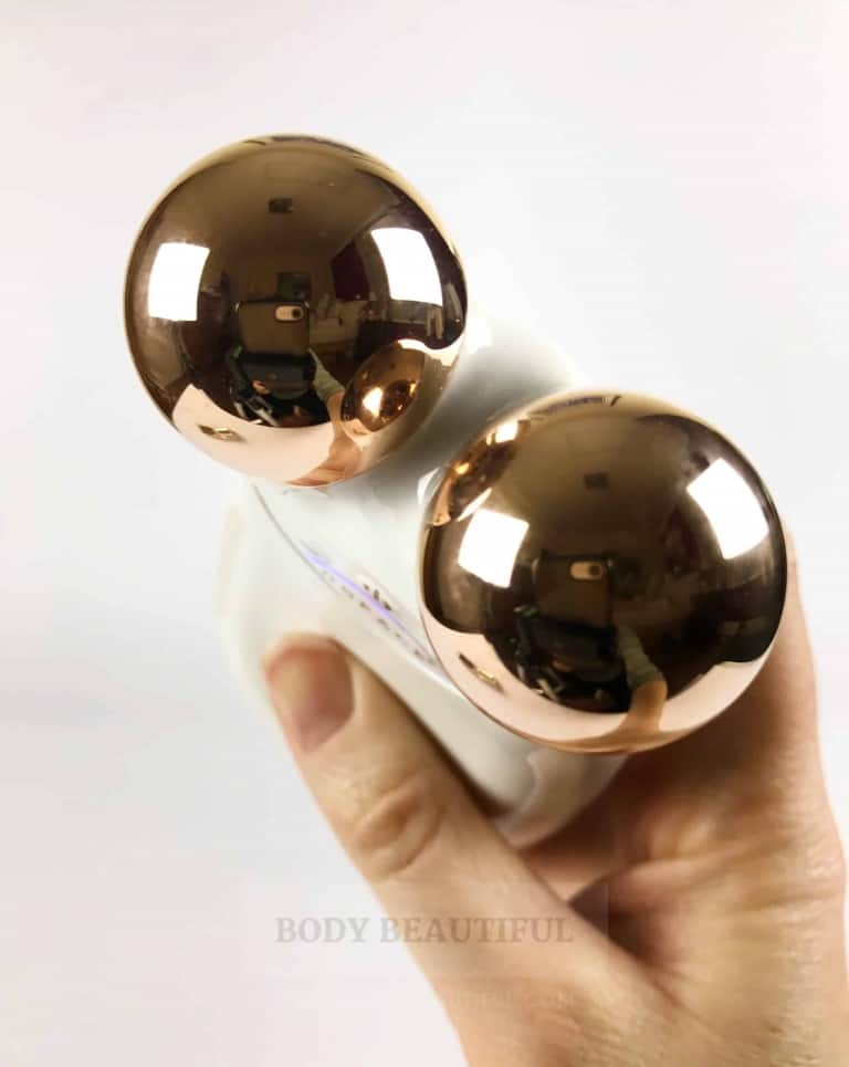 photo of the big golden microcurrent spheres, aka Big golden balls!
