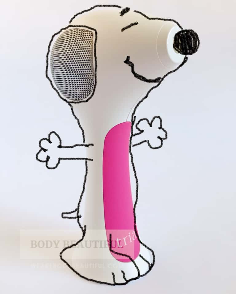 The Tria 4X laser with a new hand-drawn outline to show just how much this little guy looks like snoopy!