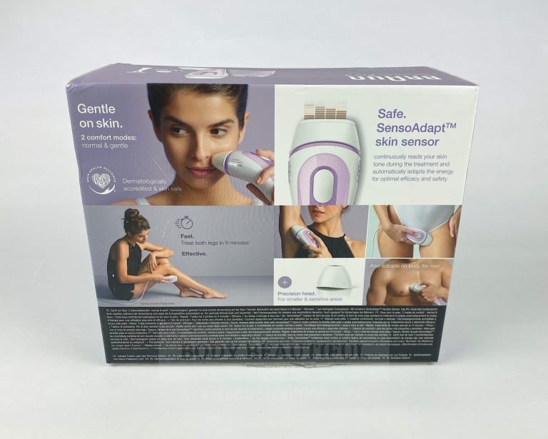 Back of the neat and attractive Braun Pro 3 home IPL hair removal box