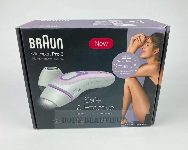 Front of the neat and attractive Braun Pro 3 home IPL hair removal ox