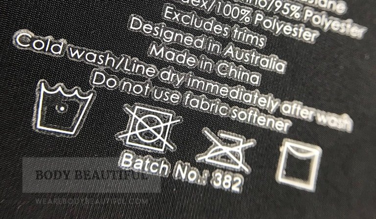 Close up of the care instructions inside a pair of Modibodi pants