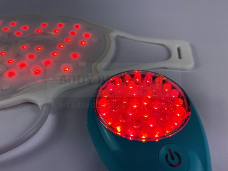 quasar Pure Rayz smaller bright treatment area vs the larger treatment surface on the CurrentBody skin LED red light mask