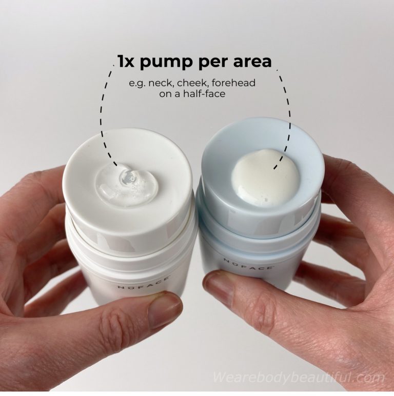 top down view of a single pump of activator goo for each activator. The Aqua gel is clear and the Silk creme is white and creamy. The juice rests on the curved-in top of the pump.