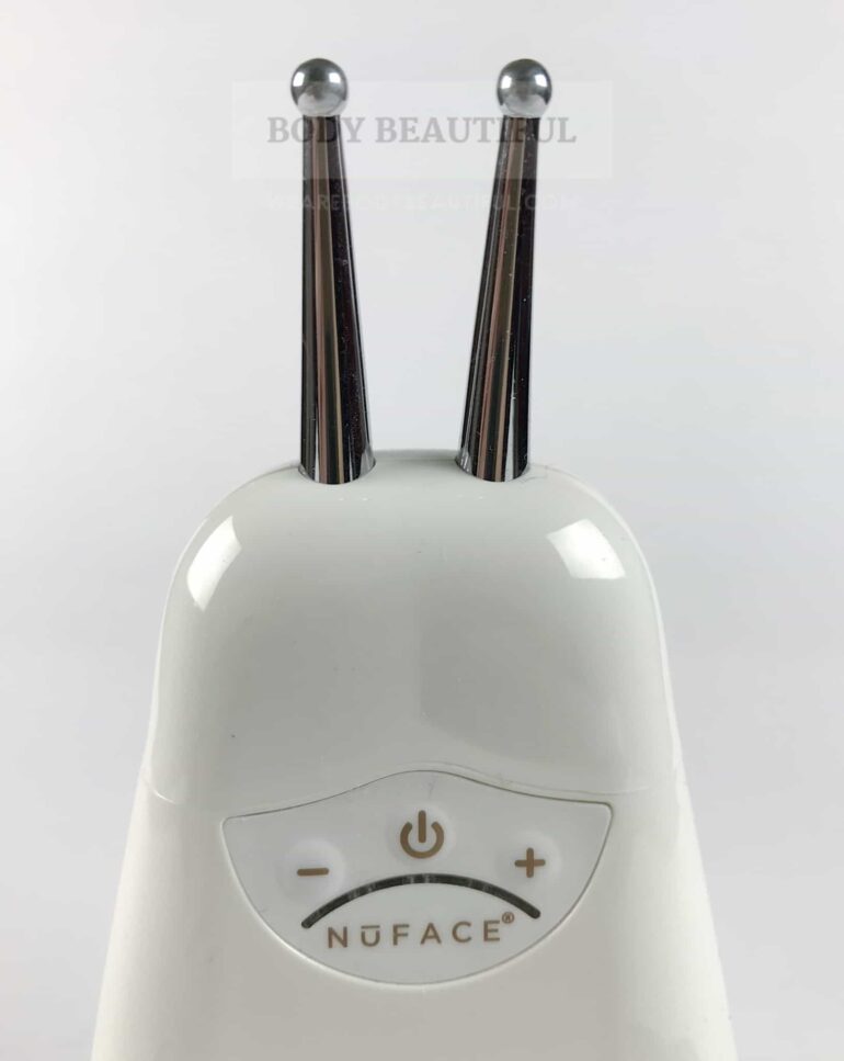 The Effective Eye & Lip (ELE) attachment has smaller contact probes to send microcurrent into  uneven and delicate skin surfaces.