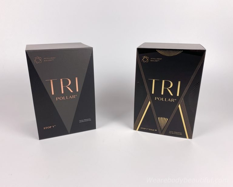 The attractive dark and mysterious Tripollar STOP Vx boxes. The Gold Edition VX has a slide off cardboard sleeve with beautiful art-deco Gold styling