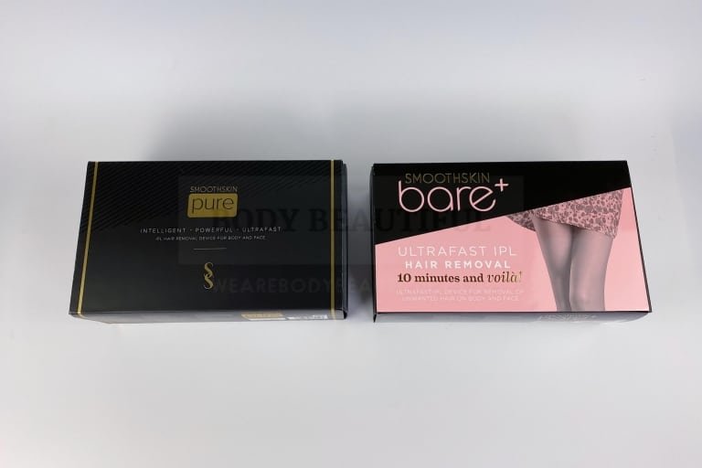 The Smoothskin Pure & Smoothskin Bare+ boxes side by side