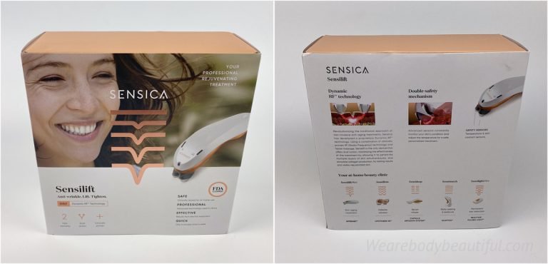 The front and back information sleeve on the box of the Sensica Sensilift