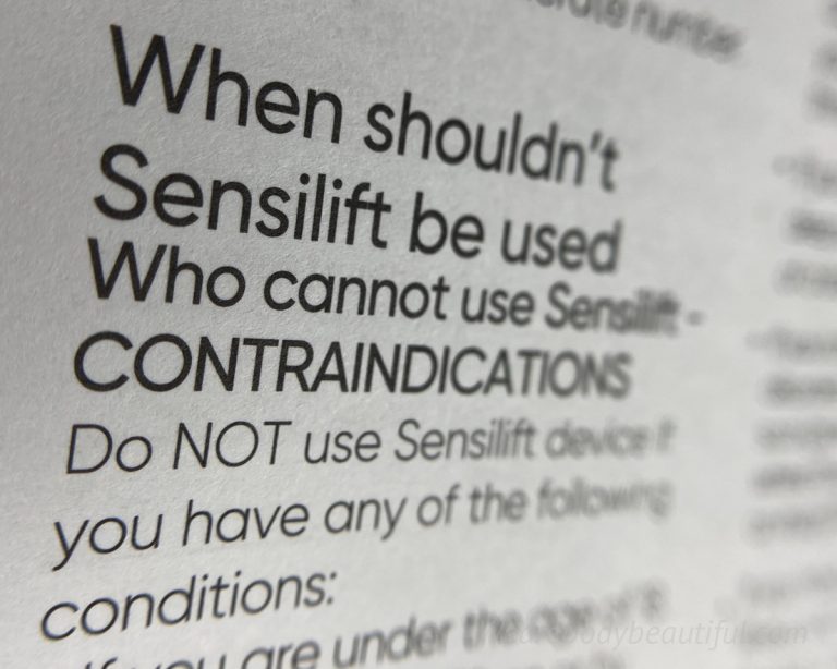 Contraindications copy extreme close-up from the Sensica user guide. You can read the whole lot at Sensica.com