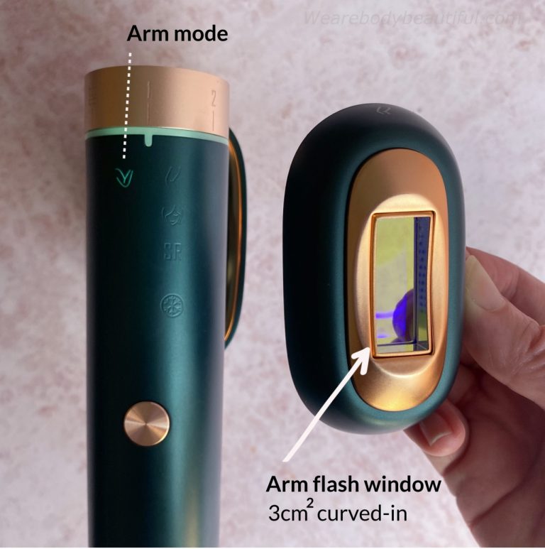 For your arms, choose 'arm' mode and attached the 1 by 3cm curved-in flash window
