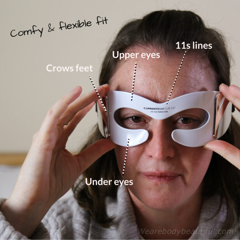 The flexible and comfy fit of the Eye Perfector covers all the problem areas around your eyes and bathes them in red light;; Crows feet, 11s, upper eye & brow, under-eye