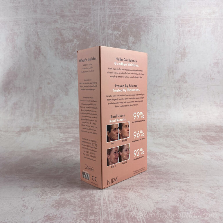 Clear, clean & helpful information on the NIRA Pro Laser packaging