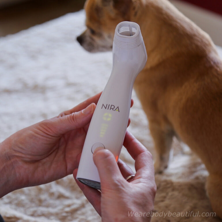 The NIRA Pro Laser is easy, comfy and intuitive, and fast enough to treat large areas of your face, neck, chest and hand.