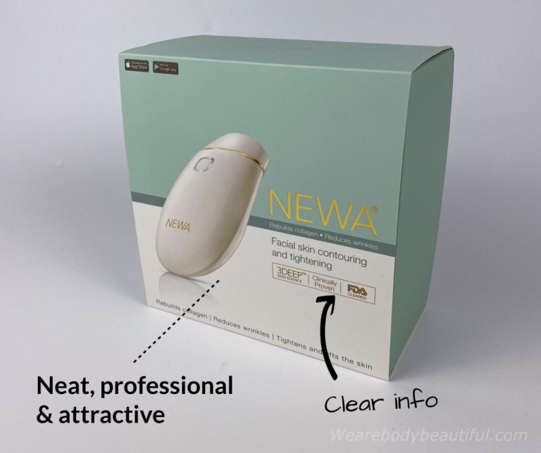 The NEWA box is sturdy and attractive, with lots of reassuring information showing it’s clinically proven and FDA-cleared