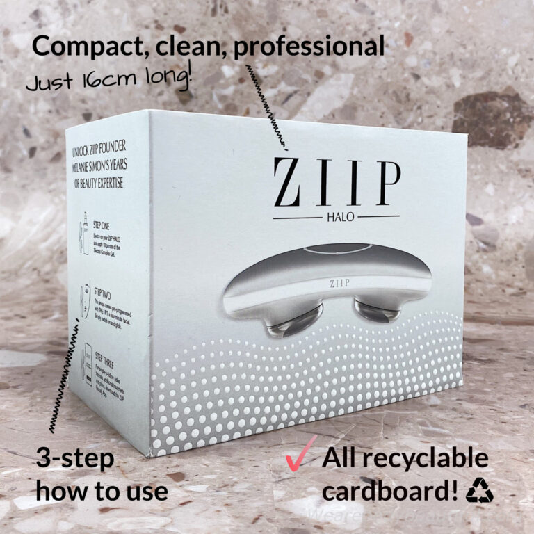 The ZIIP HALO packaging is compact, neat, clean and professional. The box is just 16cm long! There’s branding and a picture of the HALO on the front, and on one side a concise ‘how to use it’ overview in 3 steps.