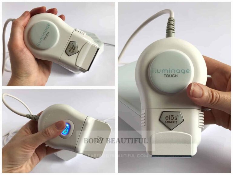 The small and lightweight flash applicator fits comfortably in hand and is easy to position. Press the elos button on the back to commence flashings!