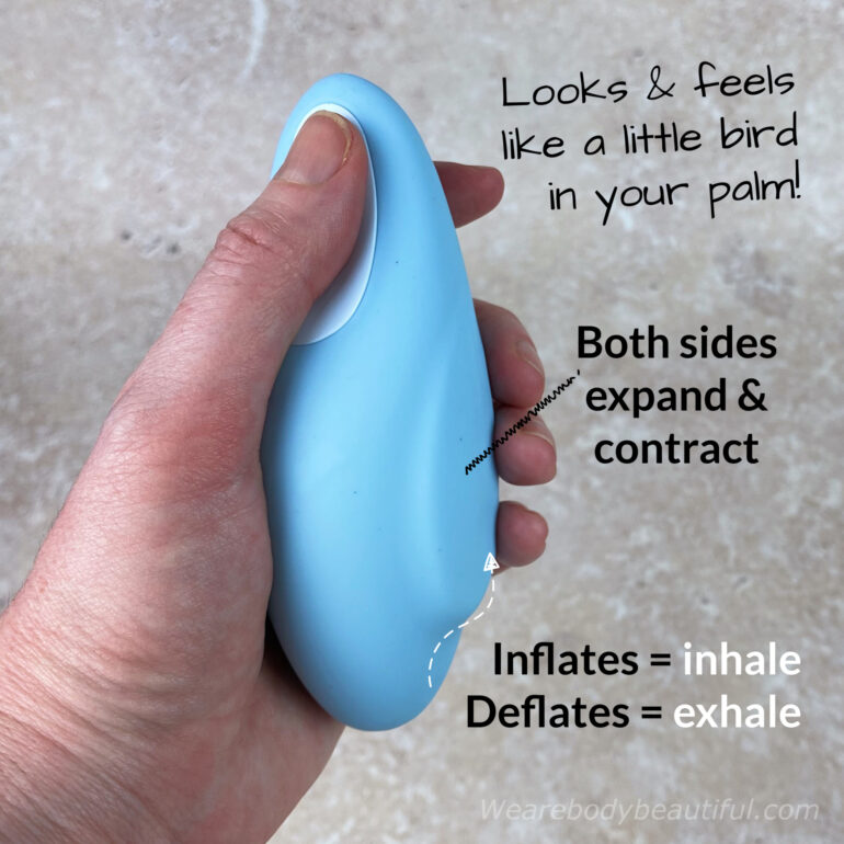 The Moonbird inflates and deflates, slow & steady, so you can feel the rhythm and match your breathing to it.